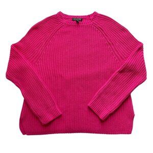Lauren by Ralph Lauren bright pink fuschia cotton sweater XL